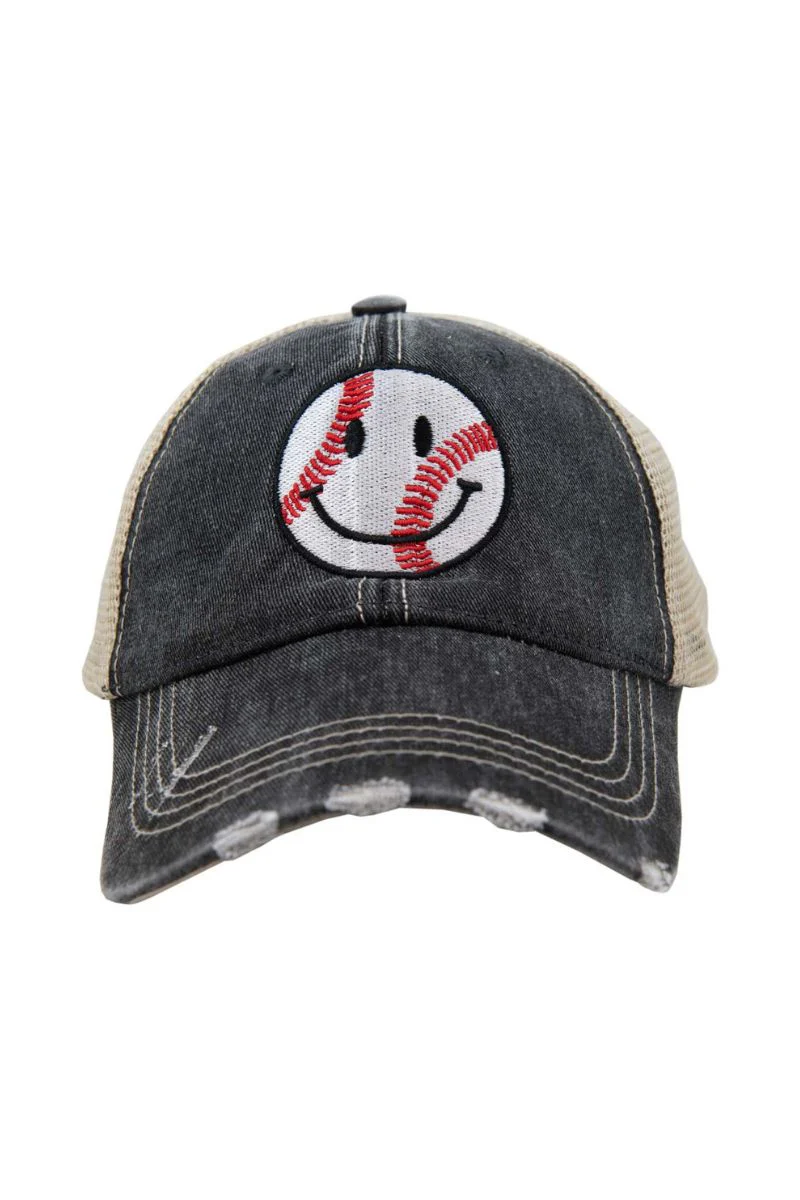 Baseball Happy Face Women's Trucker Hat - Image 3