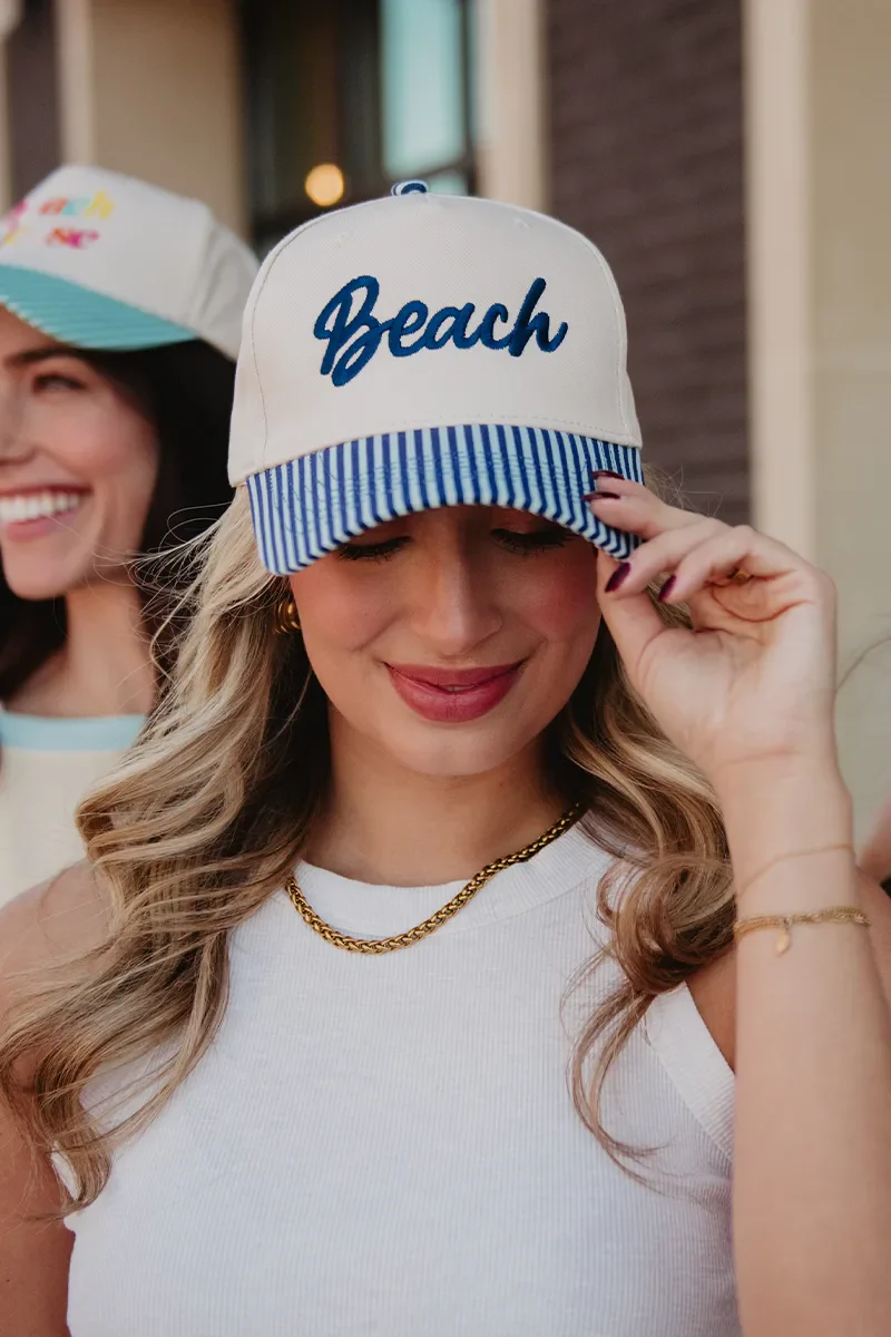 Beach Cursive Vintage Snapback Hat