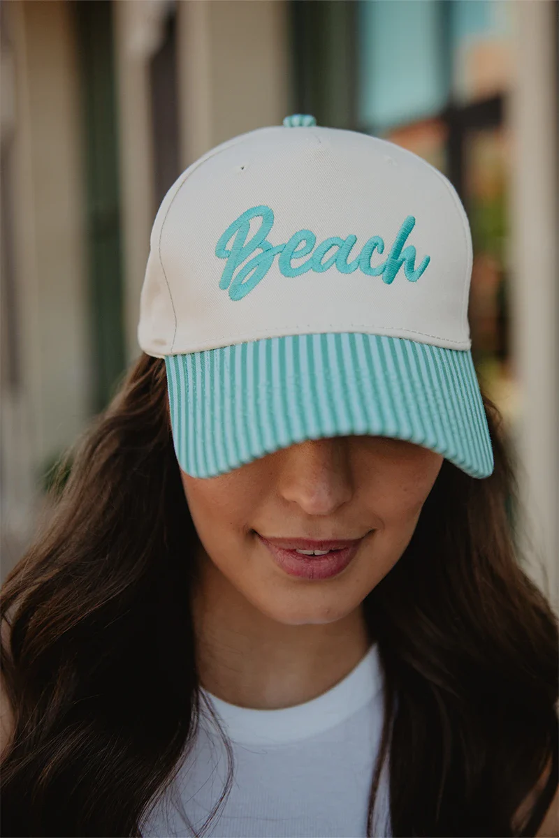 Beach Cursive Vintage Snapback Hat - Image 2