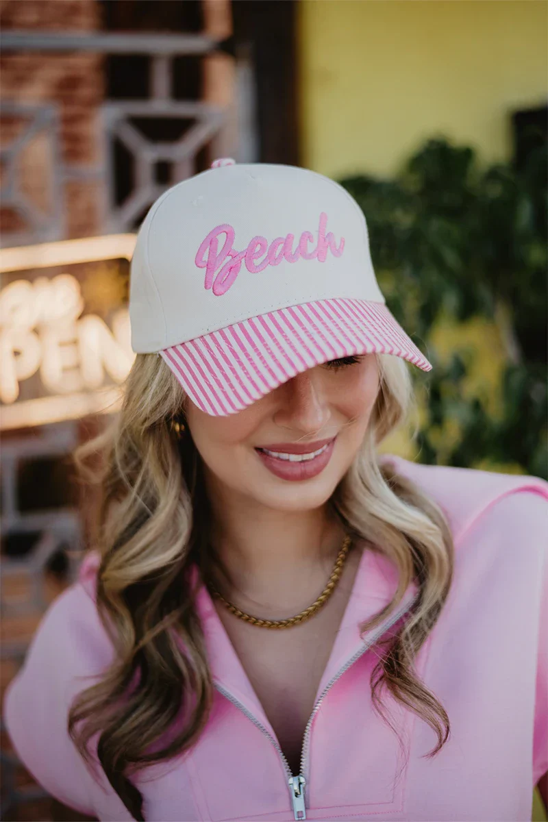 Beach Cursive Vintage Snapback Hat - Image 3