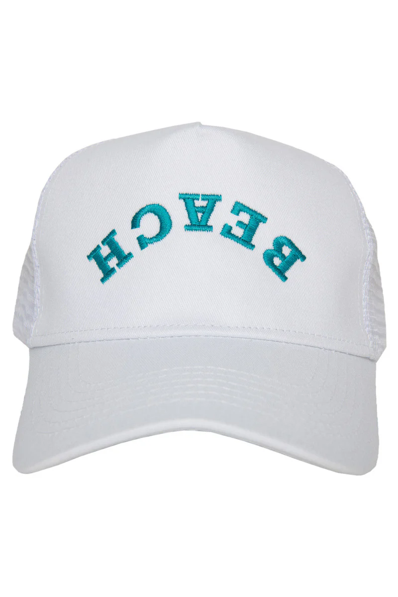 BEACH Upside Down Women's Trucker Hat - Image 4