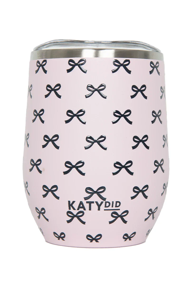 Black & Pink Mini Bows Wine Tumbler Cup - Image 3