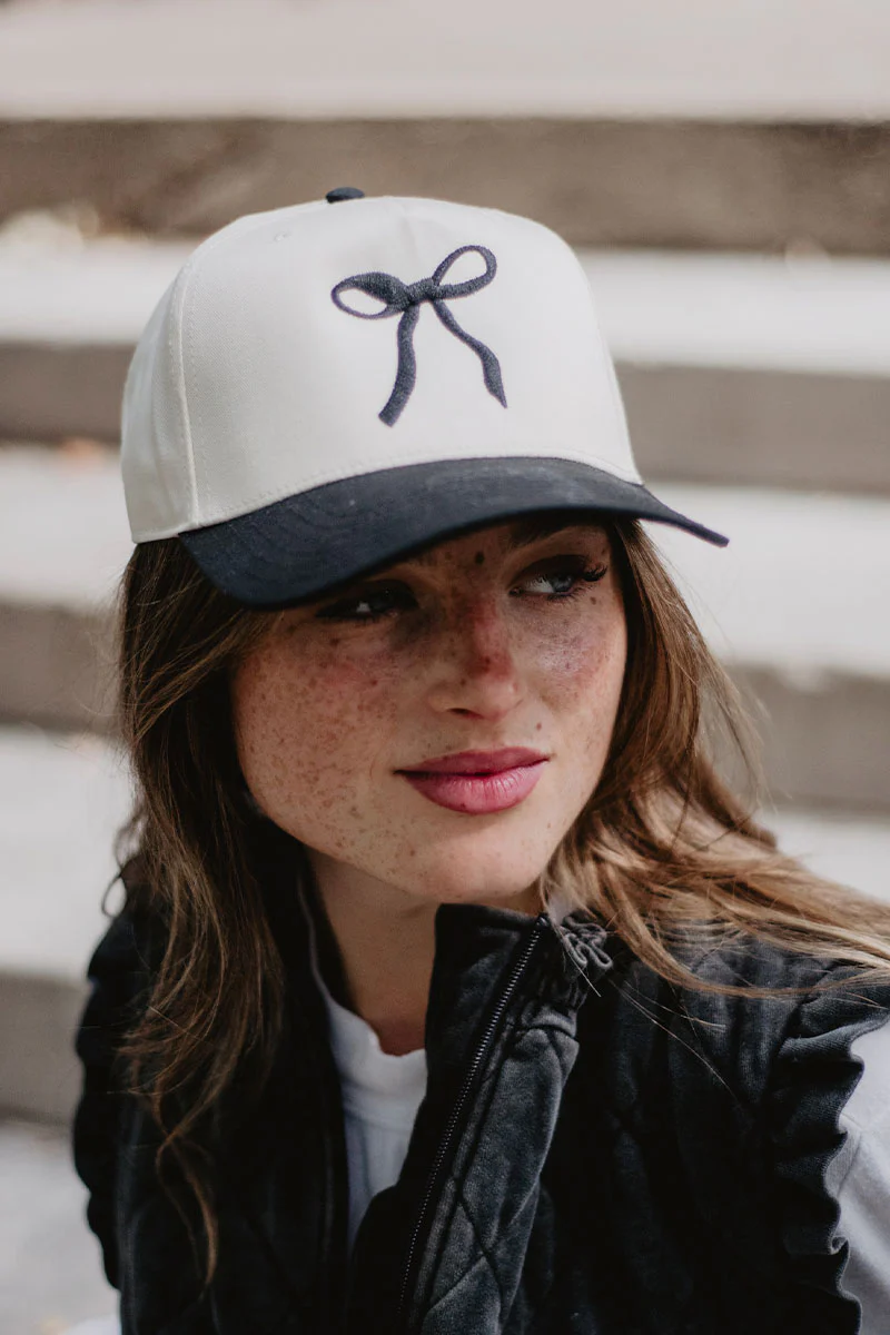 Coquette Bow Vintage Two-Toned Hat - Image 6