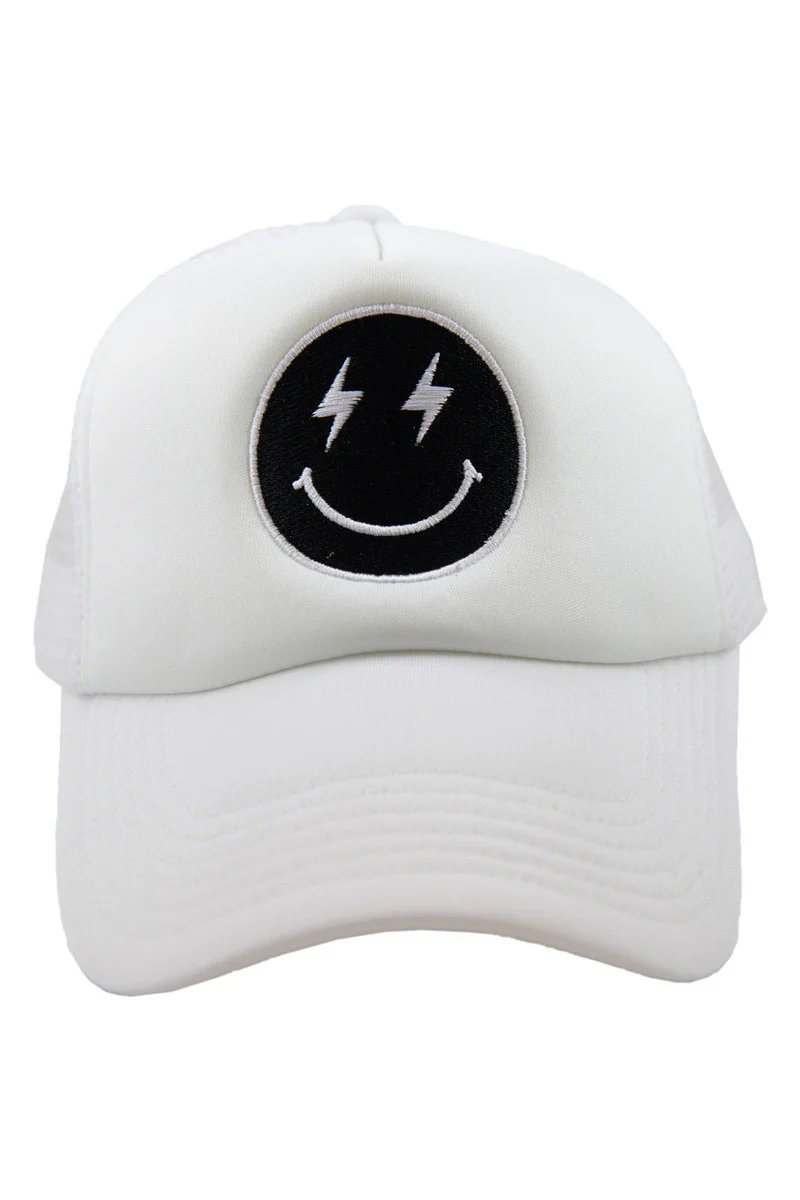 Black Lightning Happy Face Foam Trucker Hat - Image 6