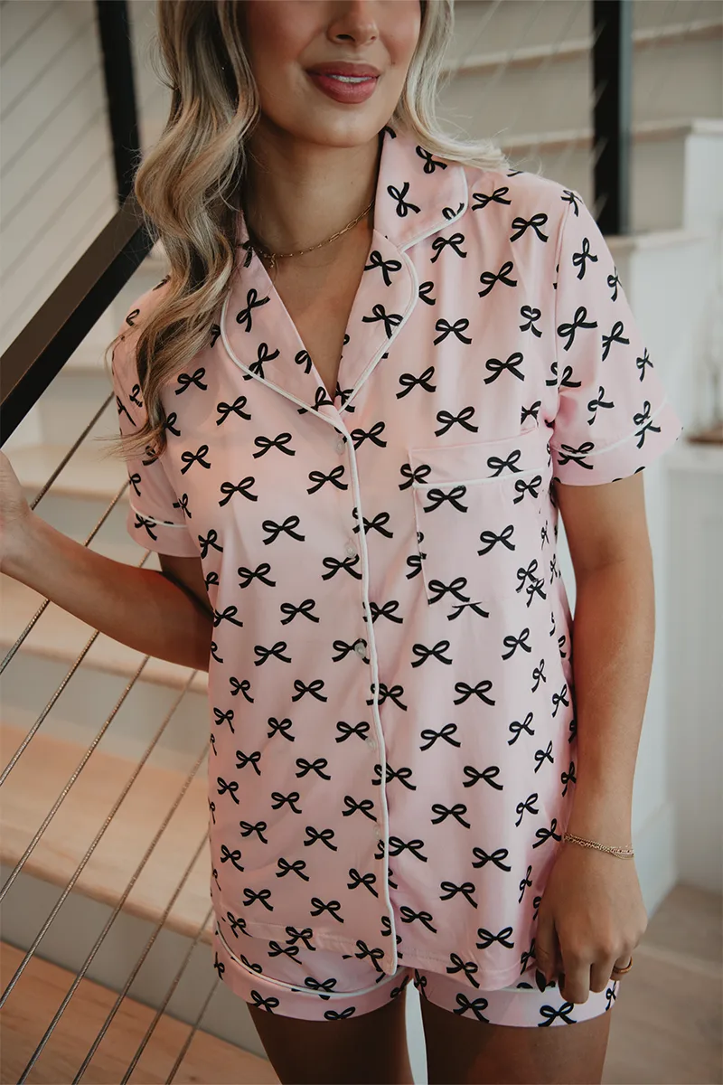 Black & Pink Mini Coquette Bows Loungewear Set - Image 3