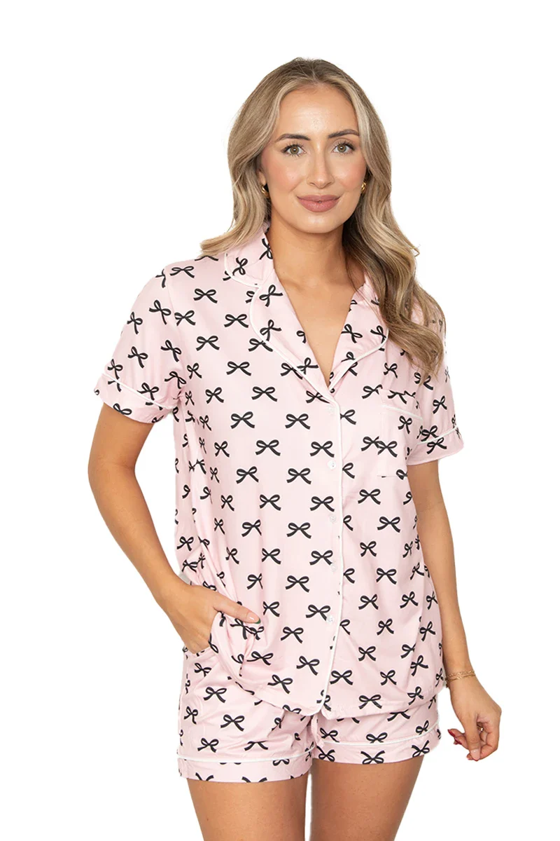 Black & Pink Mini Coquette Bows Loungewear Set - Image 4