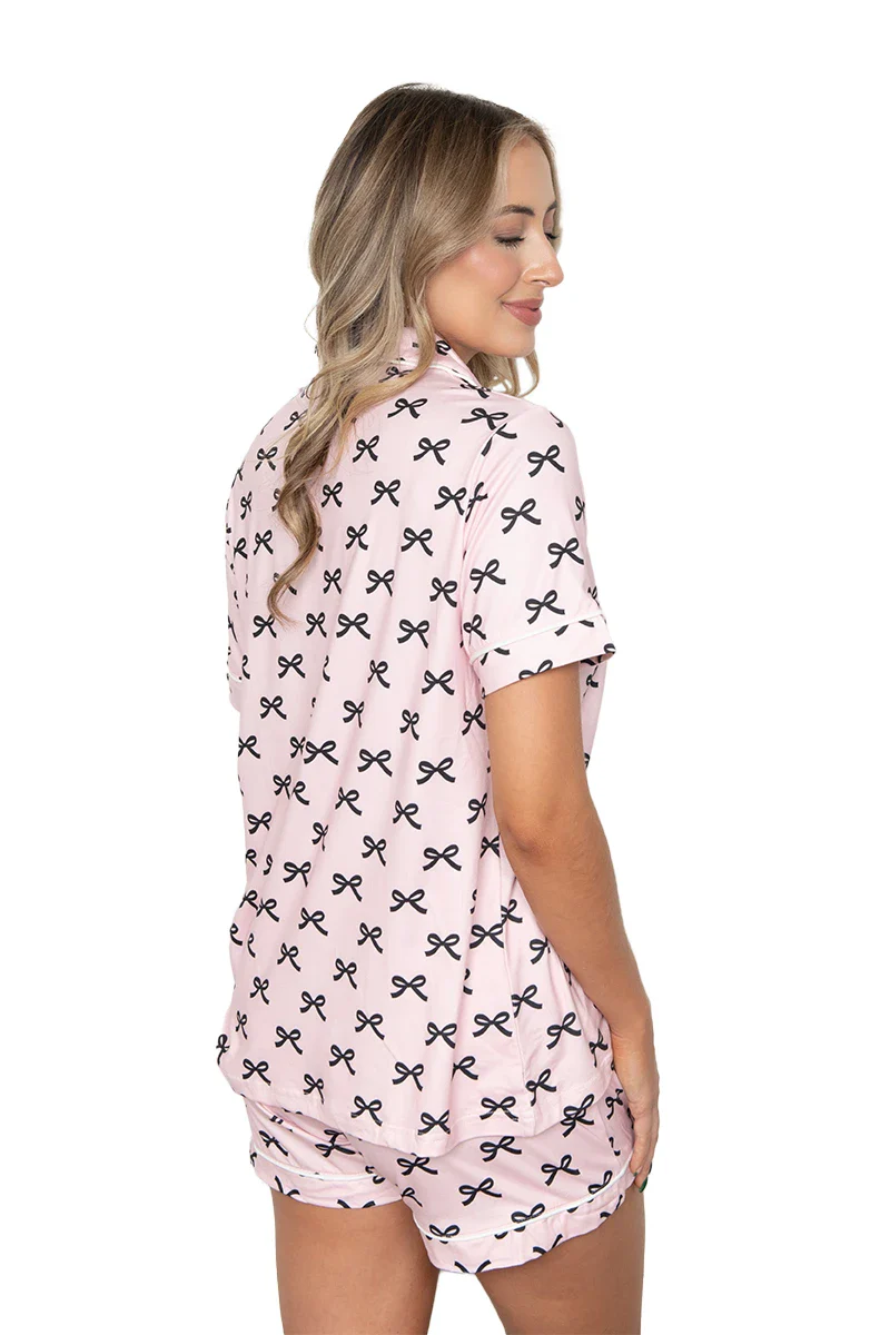 Black & Pink Mini Coquette Bows Loungewear Set - Image 6