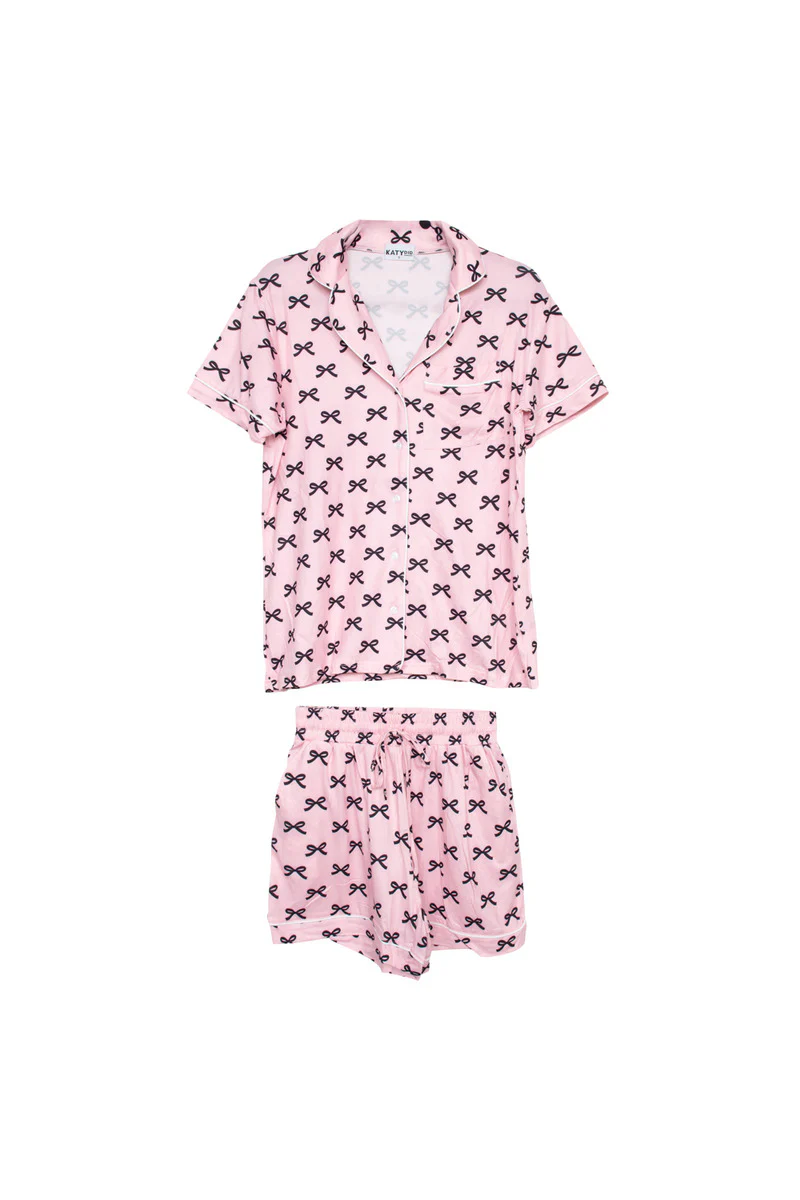 Black & Pink Mini Coquette Bows Loungewear Set - Image 7