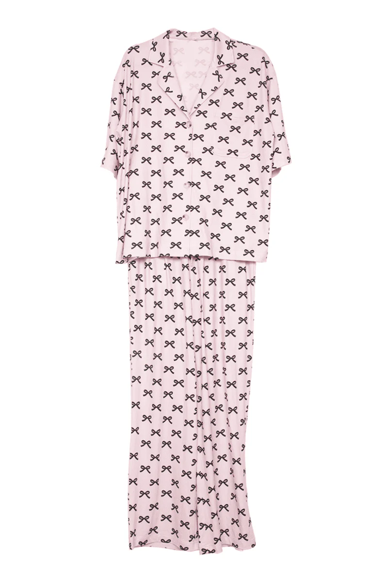 Black & Pink Mini Coquette Bows Matching Pajama Pants Set - Image 5