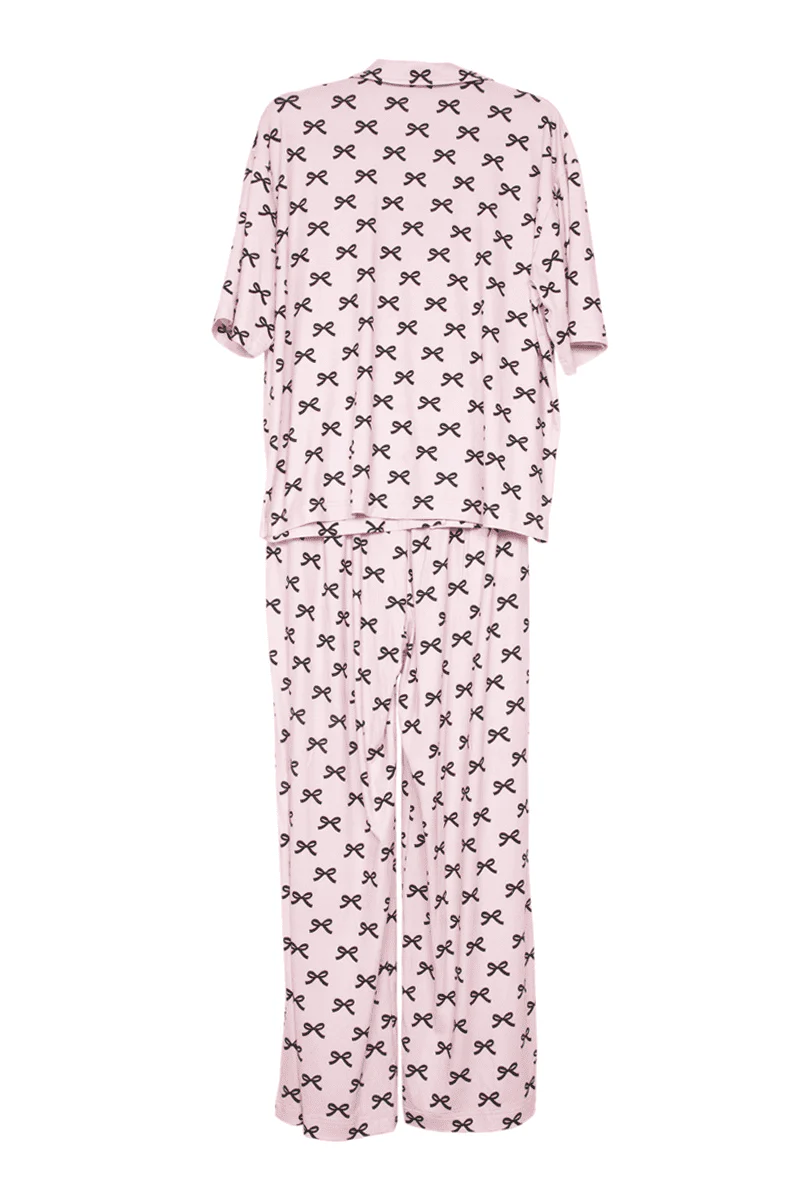 Black & Pink Mini Coquette Bows Matching Pajama Pants Set - Image 6