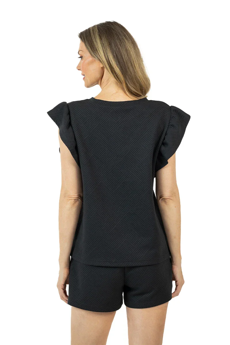 Black Ruffle Top Two Piece Clothing Set for Women - Image 7