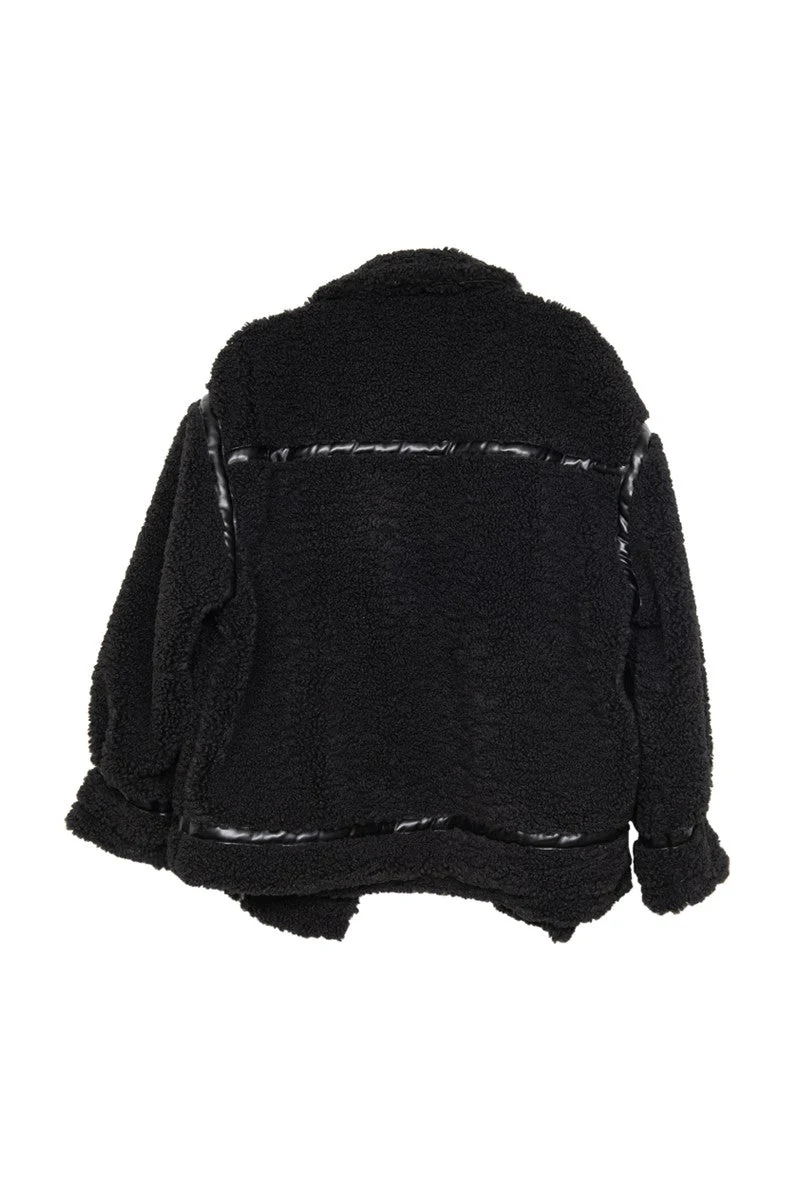 Black Sherpa Teddy Jacket Women's - Image 4