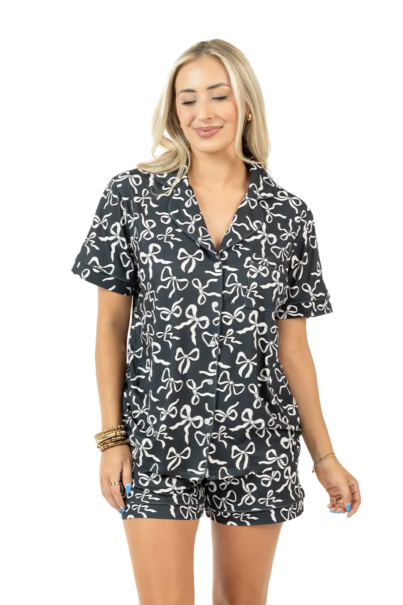 Black Shorts Set Bow Pajamas - Image 3