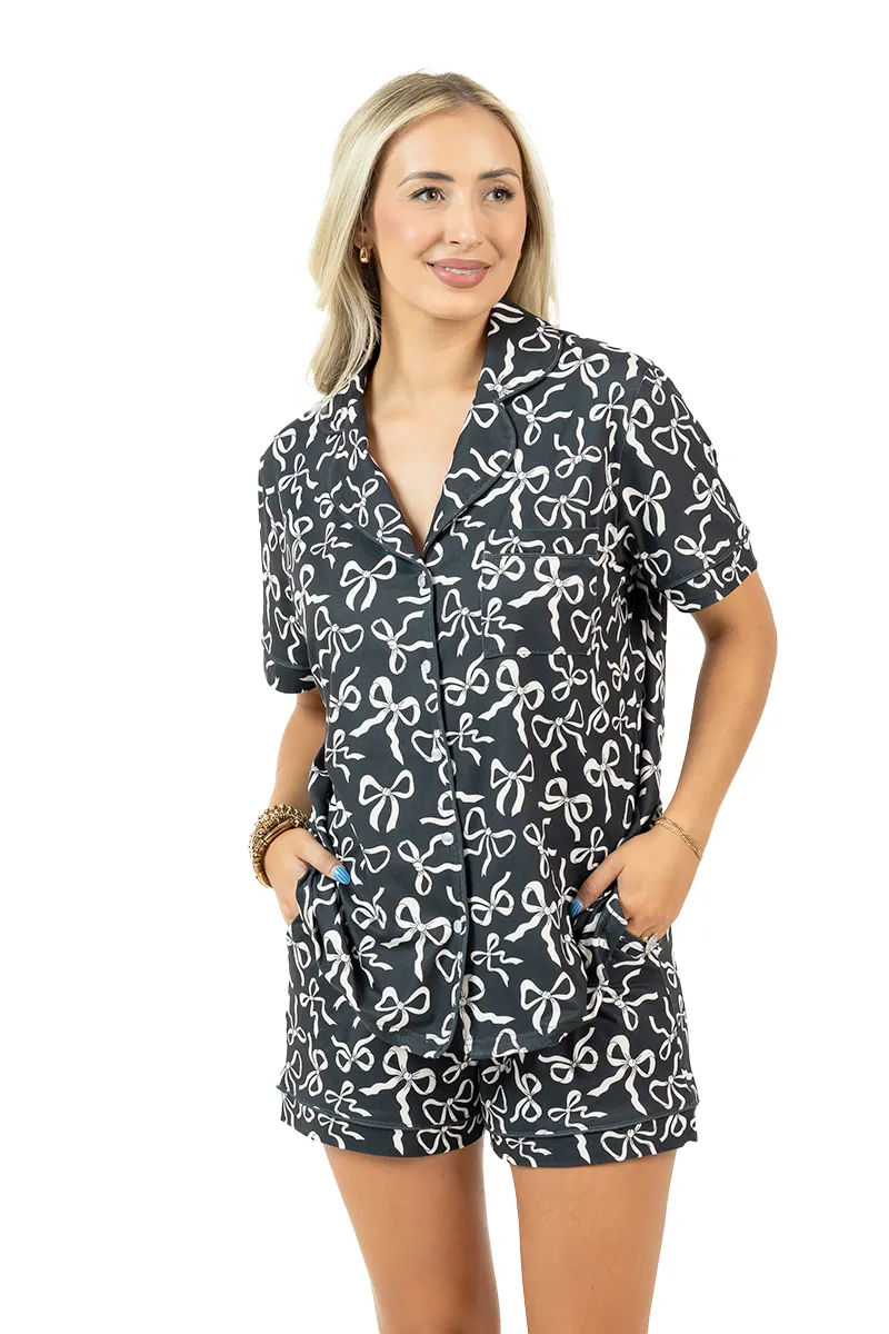 Black Shorts Set Bow Pajamas - Image 7