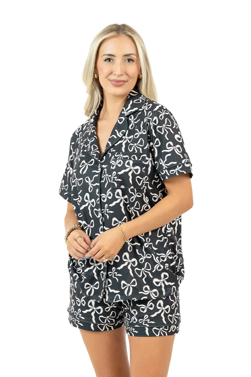 Black Shorts Set Bow Pajamas - Image 8