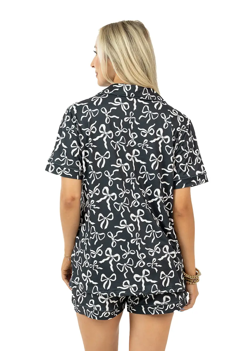 Black Shorts Set Bow Pajamas - Image 9