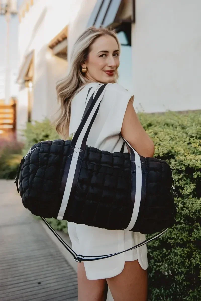 Black Striped Garment Duffel Bag - Image 3
