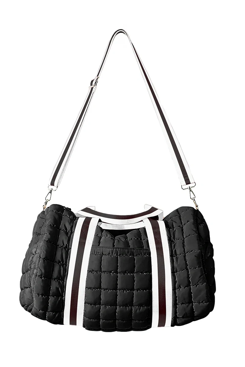 Black Striped Garment Duffel Bag - Image 4