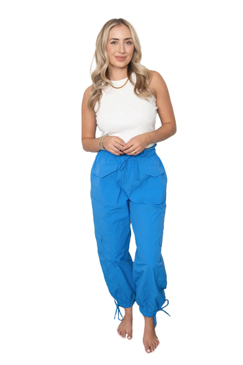 Blue Cargo Parachute Pants - Image 6