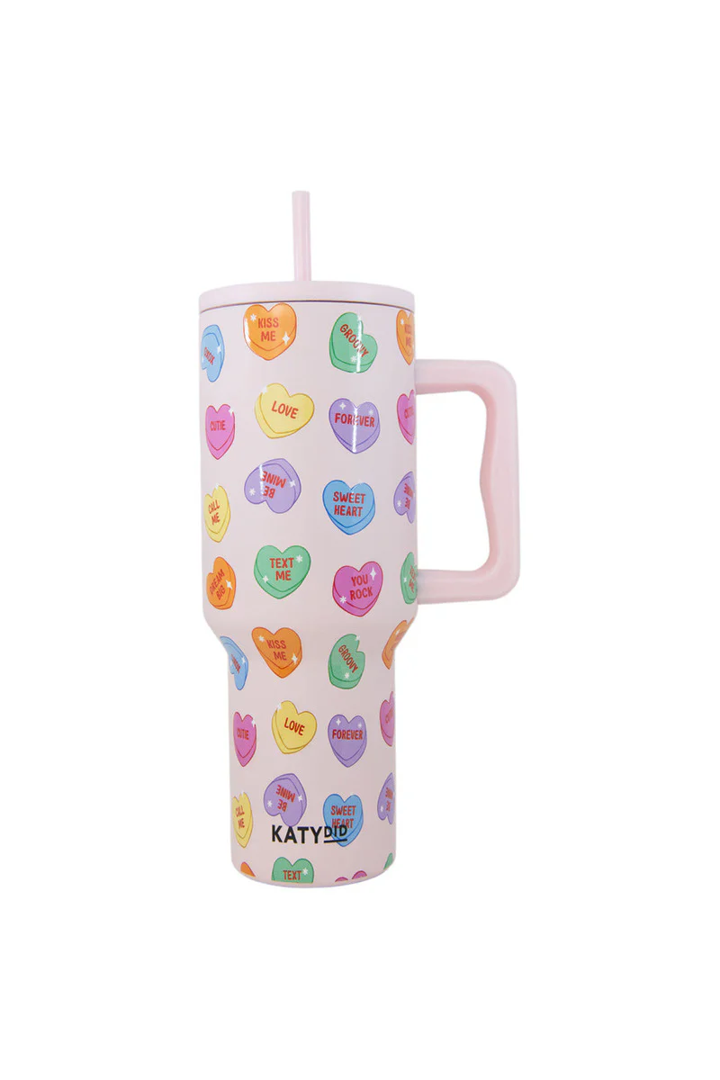 Candy Heart Valentine's Tumbler Cup w/ Handle - Image 3