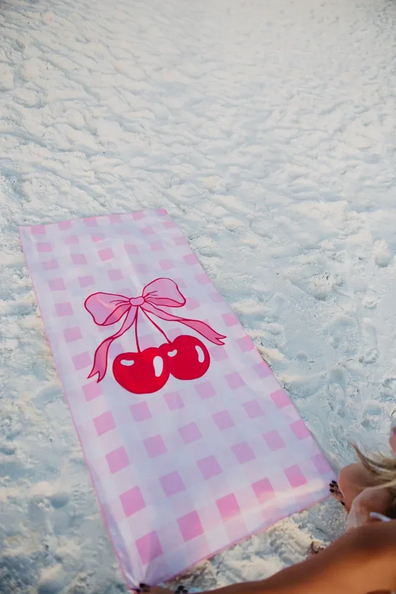 Cherry and Bow Microfiber Reversible Beach Towel - Image 3