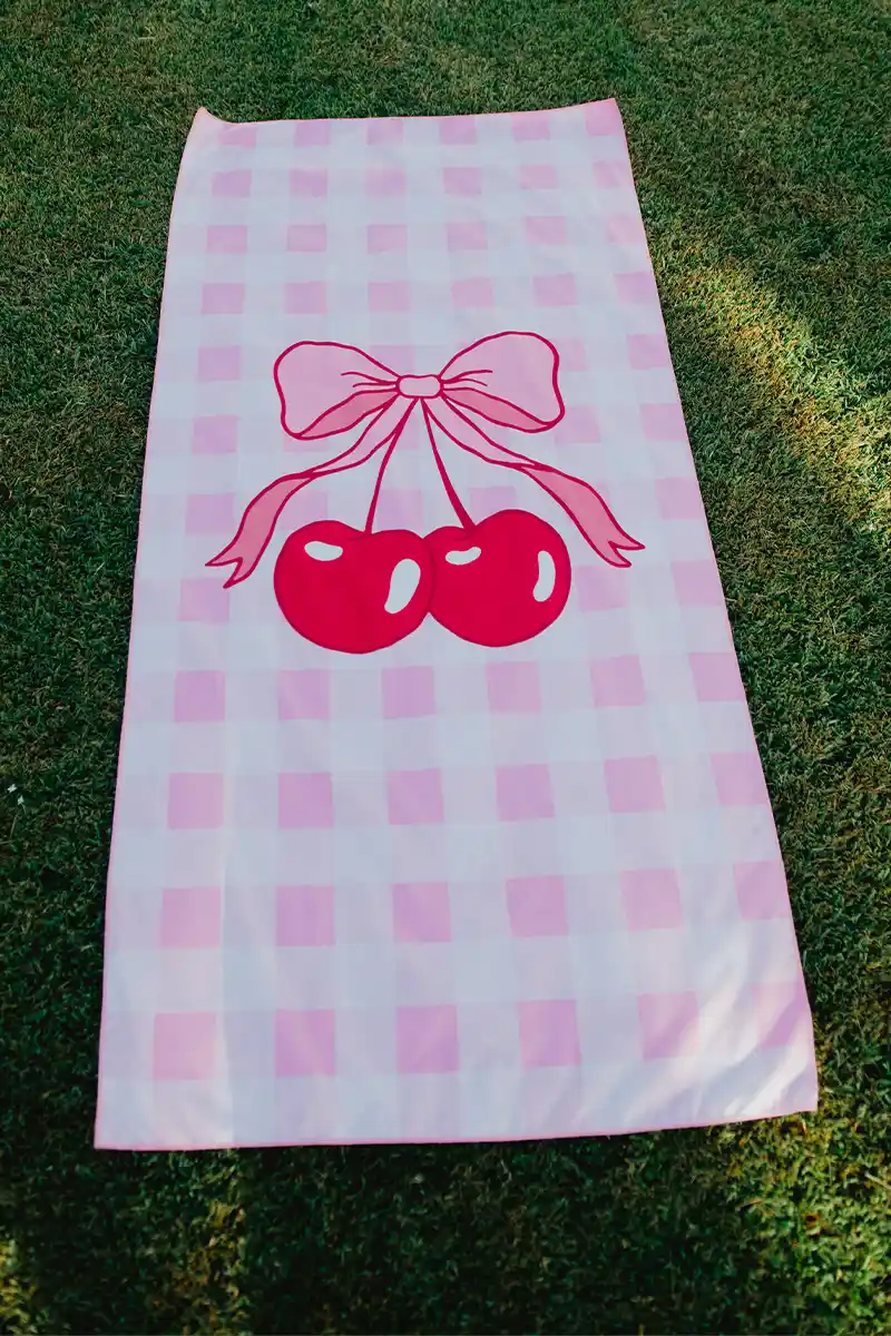 Cherry and Bow Microfiber Reversible Beach Towel - Image 4