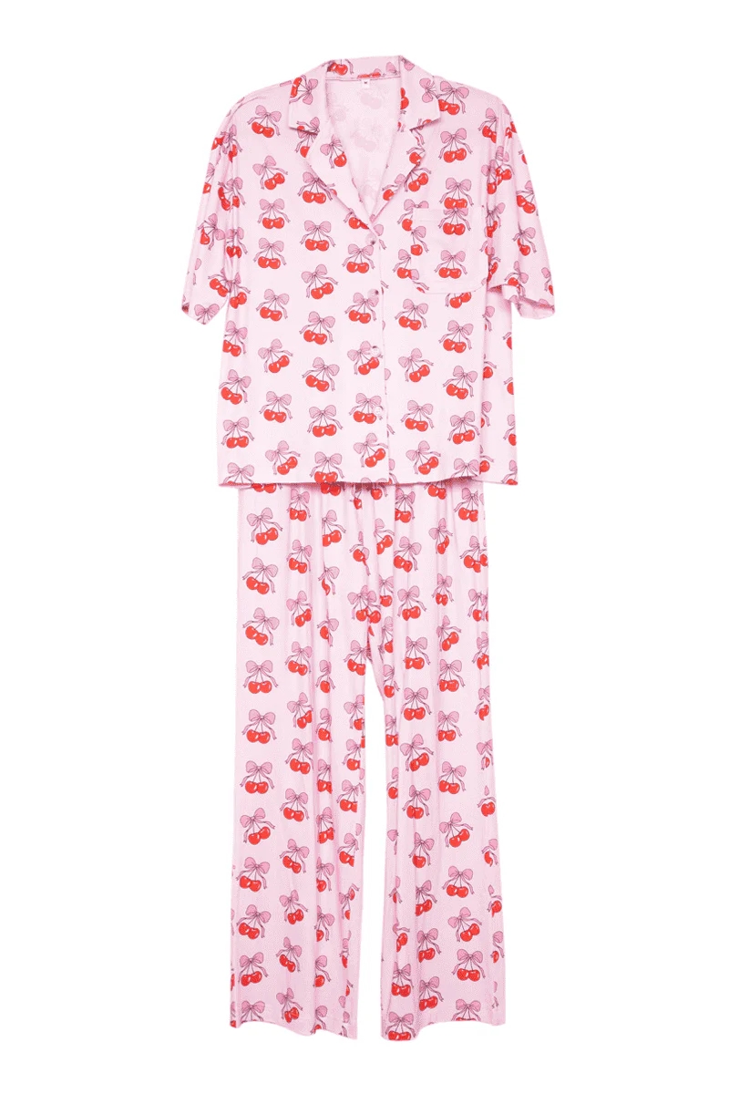 Cherry Bow Repeat Pajama Pants Set - Image 5