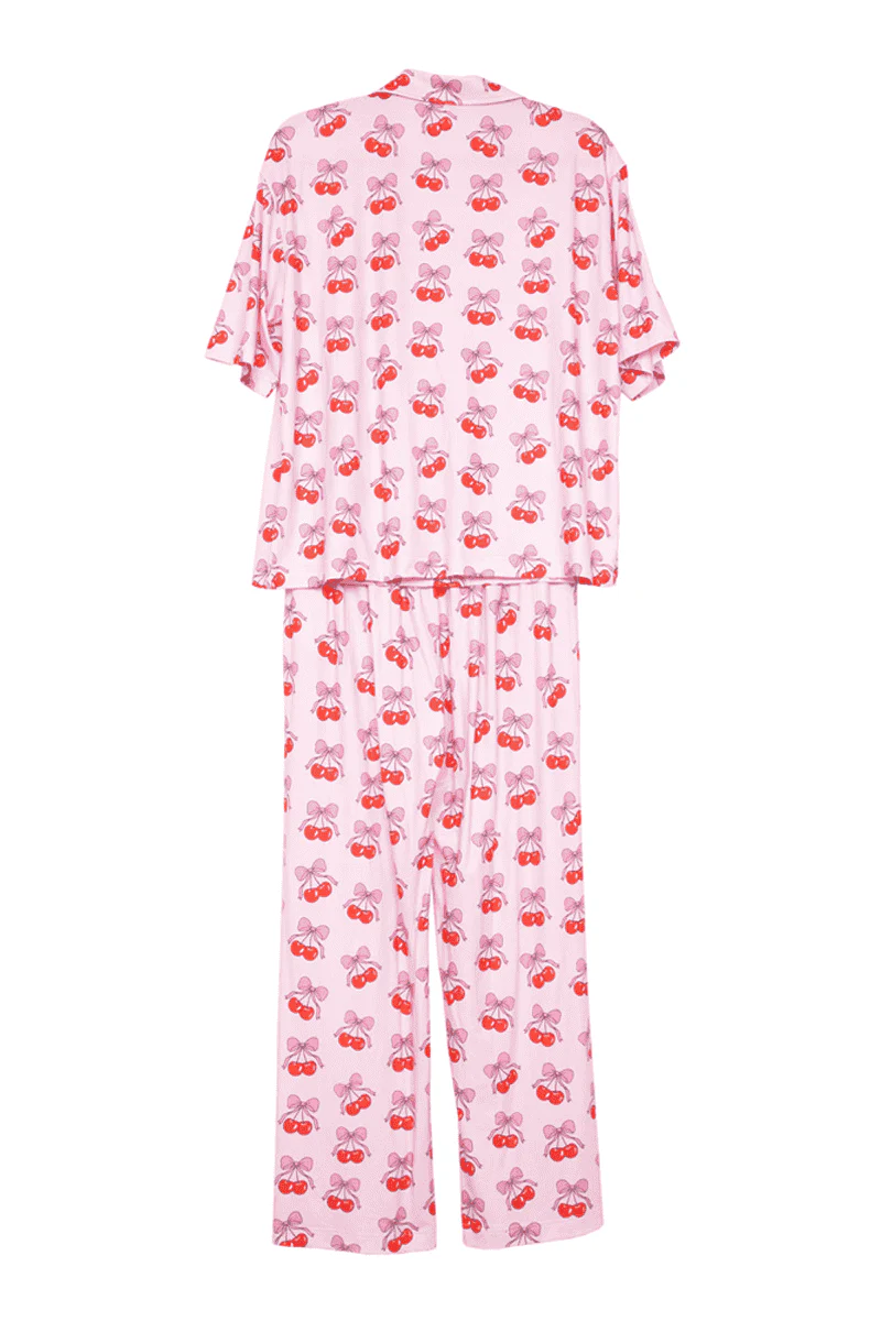 Cherry Bow Repeat Pajama Pants Set - Image 6
