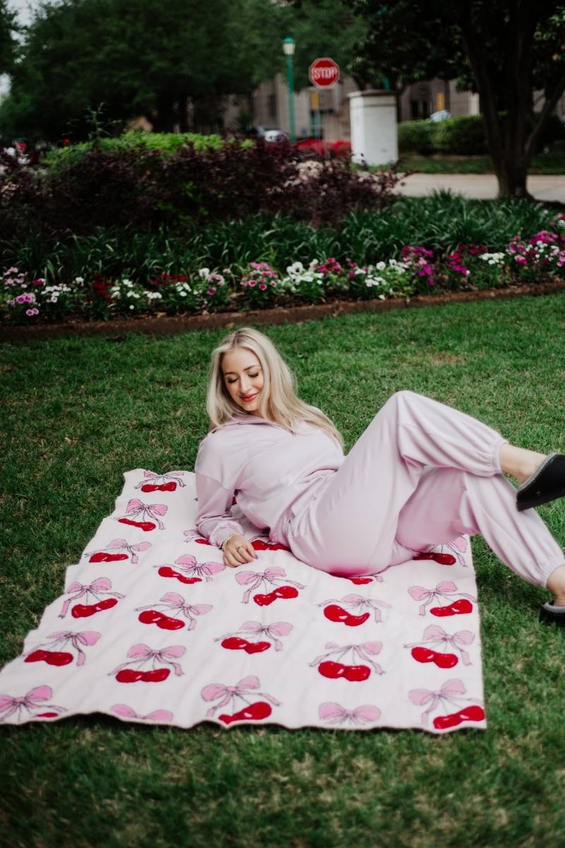 Cherry Bows All Over Throw Blanket - Image 3