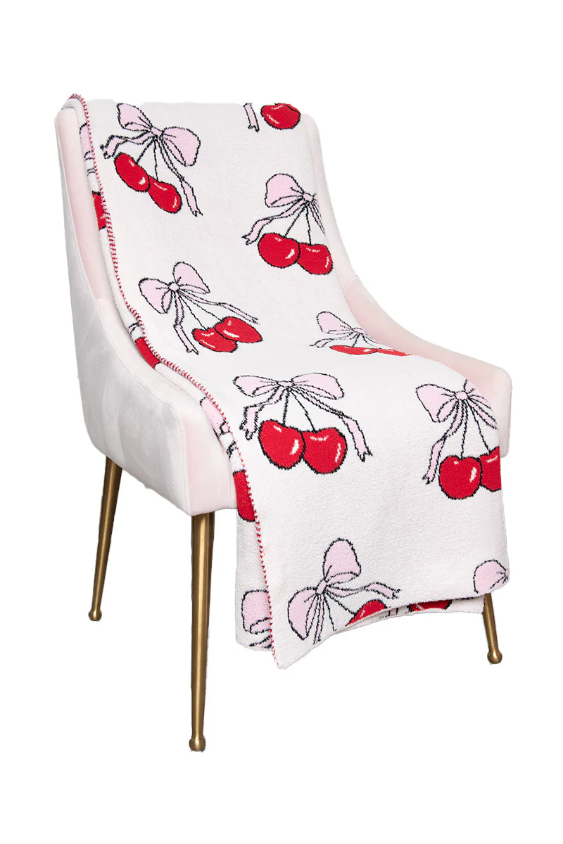 Cherry Bows All Over Throw Blanket - Image 4