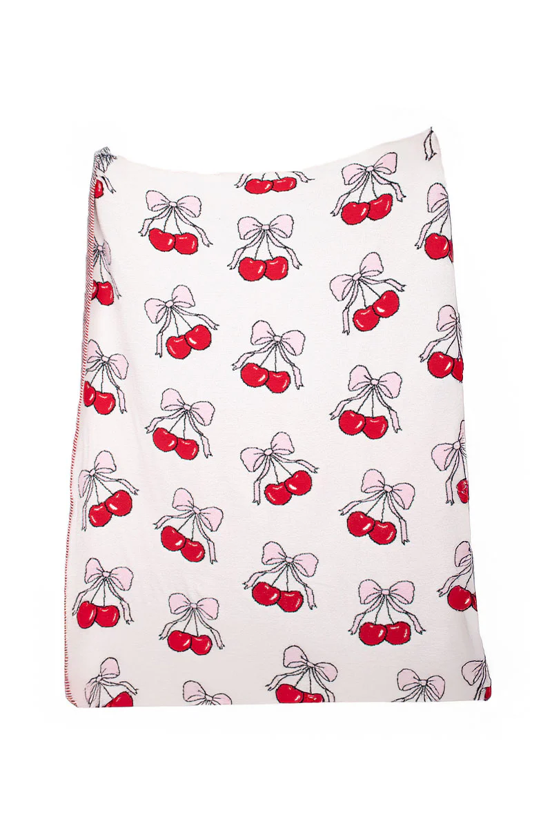 Cherry Bows All Over Throw Blanket - Image 5
