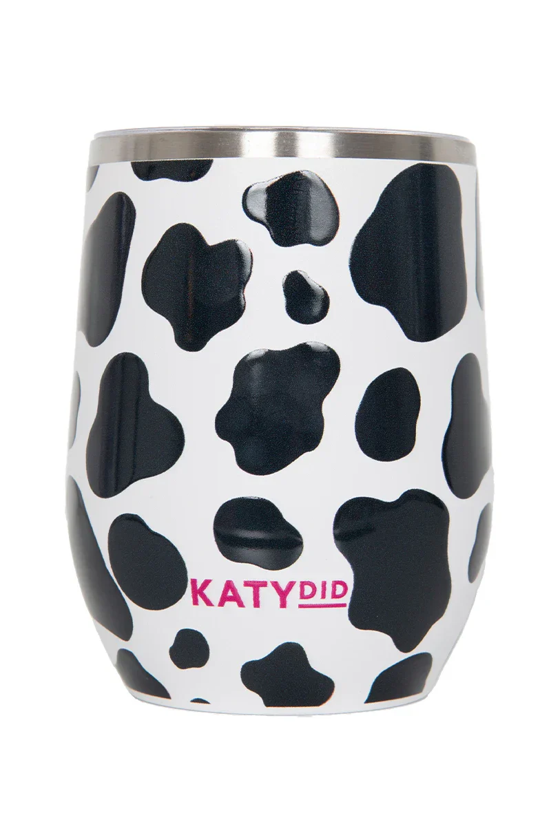 Cow Print Wine Tumbler Cup With Lid - Image 3