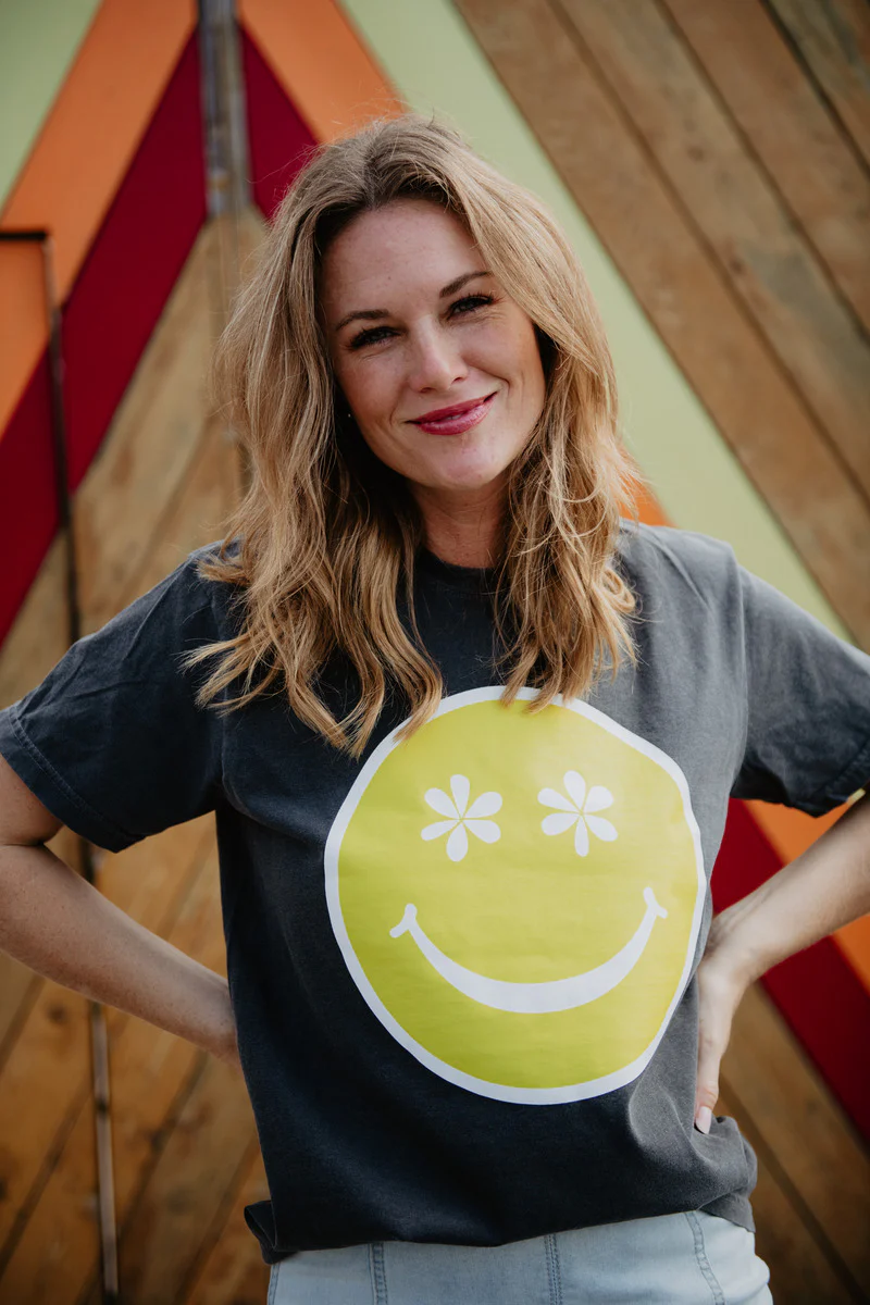 Daisy Eyes Happy Face Graphic Tee - Image 3