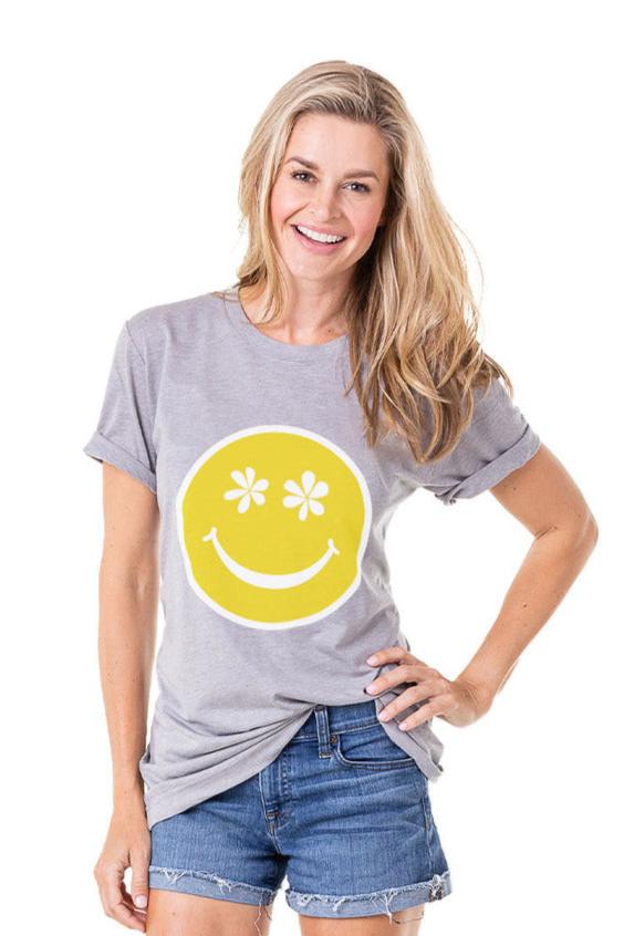 Flower Eye Happy Face Printed T-Shirt - Image 3