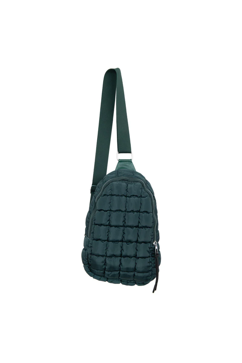 Forest Green Quilted Sling Bag - Image 3