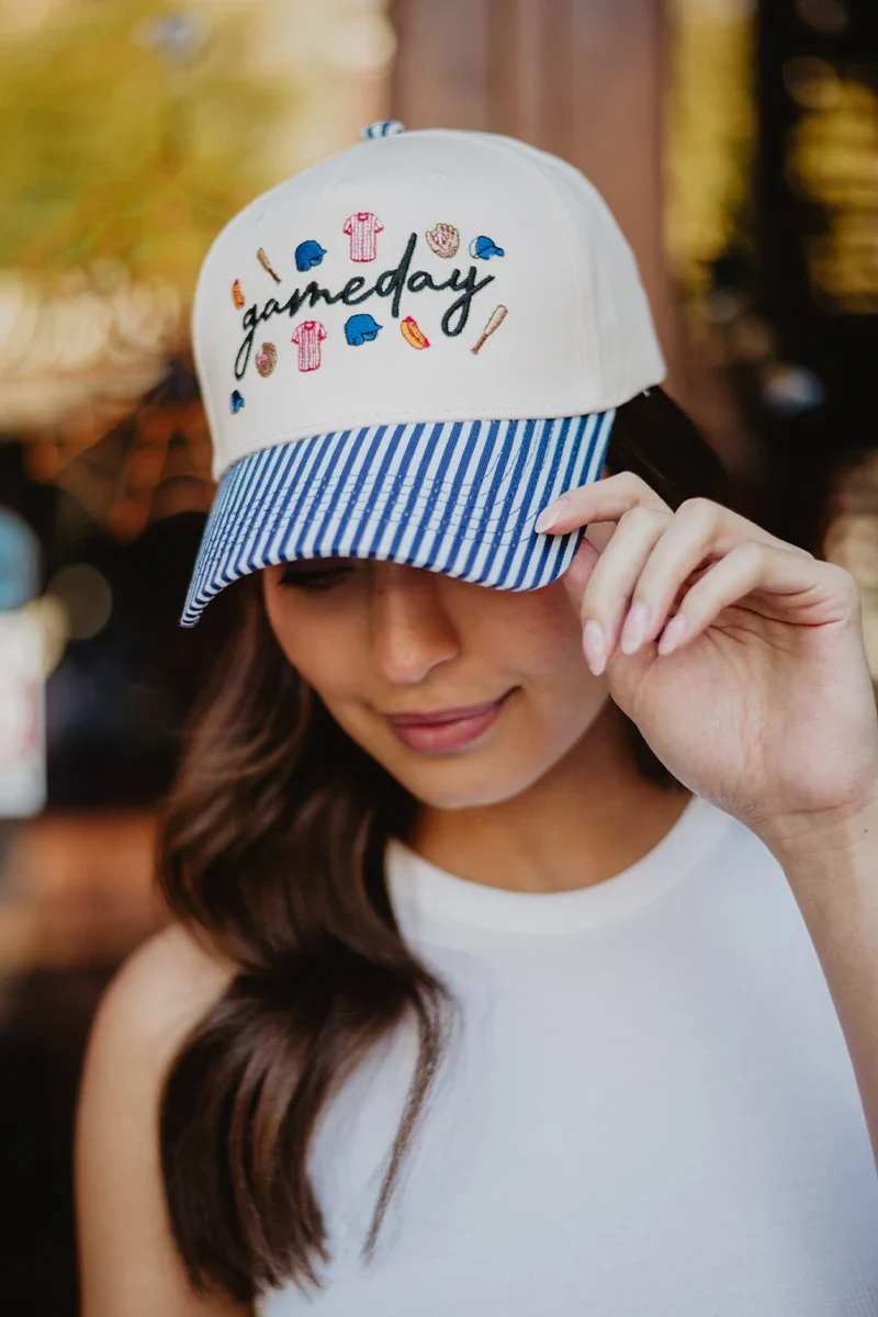 Gameday Baseball Doodles Vintage Trucker Hats for Women