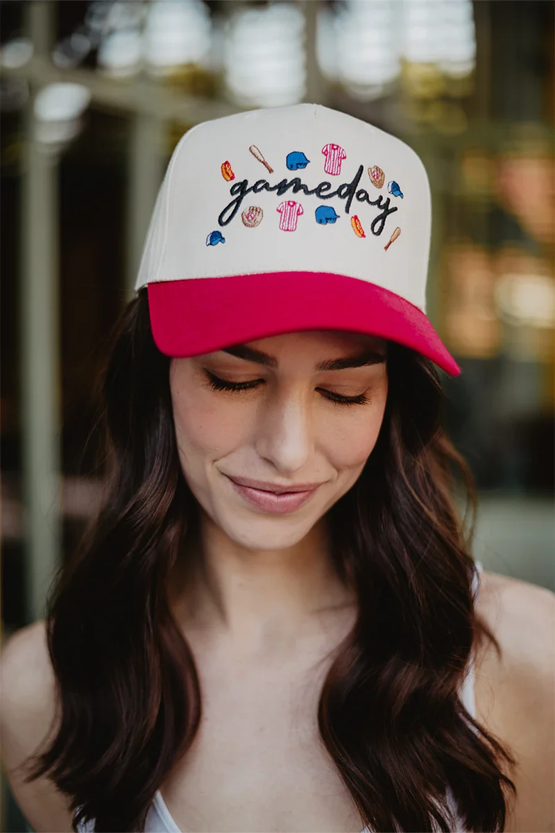 Gameday Baseball Doodles Vintage Trucker Hats for Women - Image 2