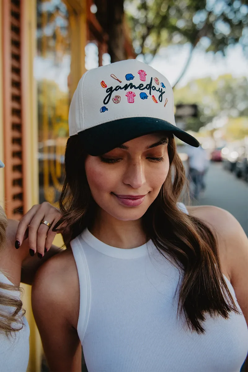 Gameday Baseball Doodles Vintage Trucker Hats for Women - Image 4