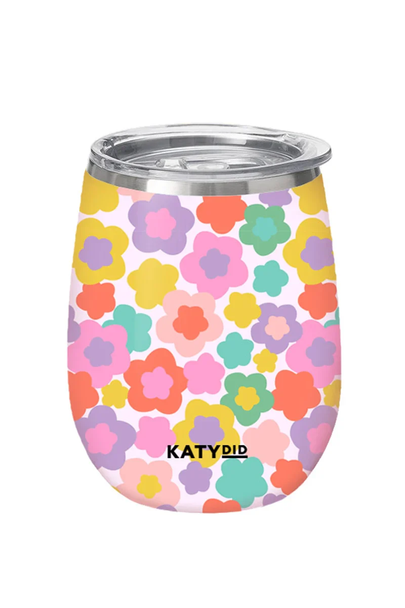 Groovy Flowers Stainless Steel Wine Tumbler - Image 3