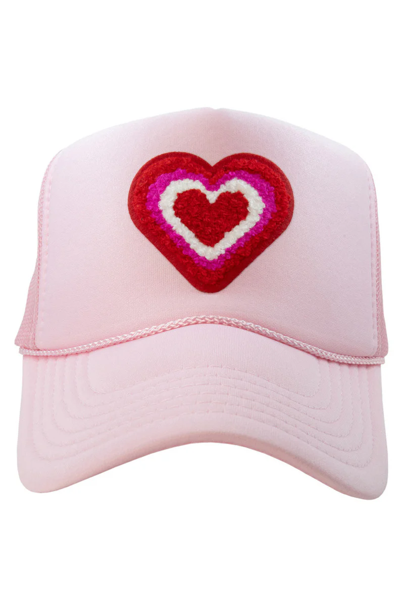 Heart Stack Chenille Patch Women's Foam Trucker Hat - Image 3