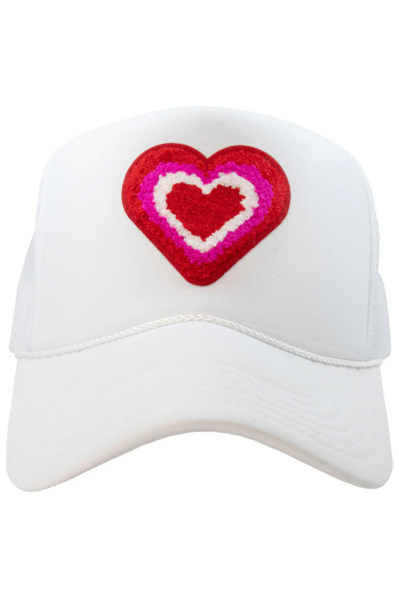 Heart Stack Chenille Patch Women's Foam Trucker Hat - Image 4