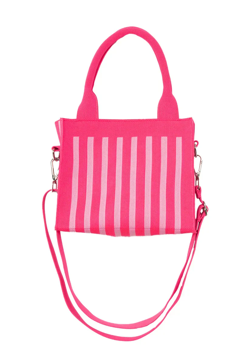 Hot Pink Striped Structured Mini Tote - Image 3