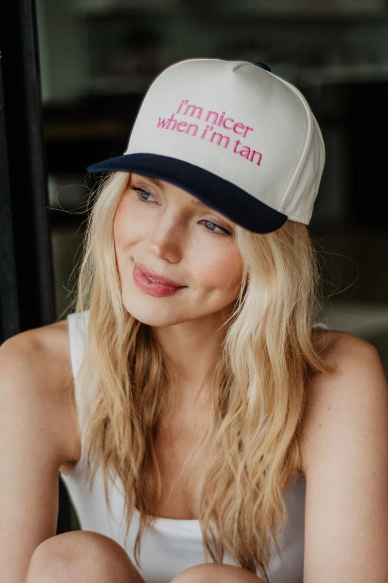I'm Nicer When I'm Tan Funny Two-Toned Vintage Hats - Image 8
