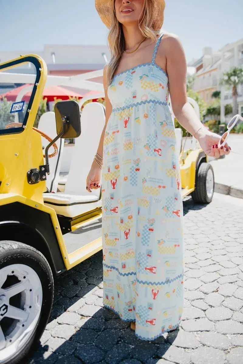 Italian Summer (Light Blue) Linen Maxi Dress - Image 3