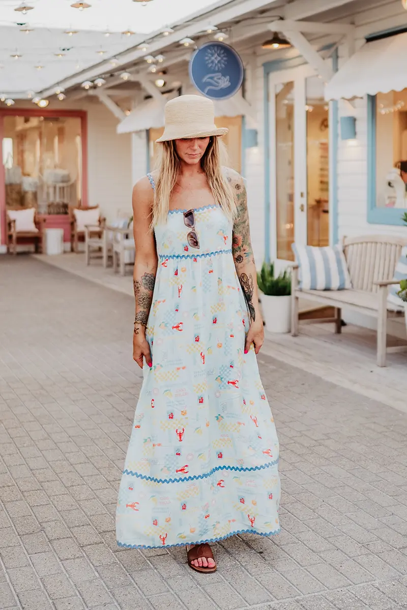 Italian Summer (Light Blue) Linen Maxi Dress - Image 4