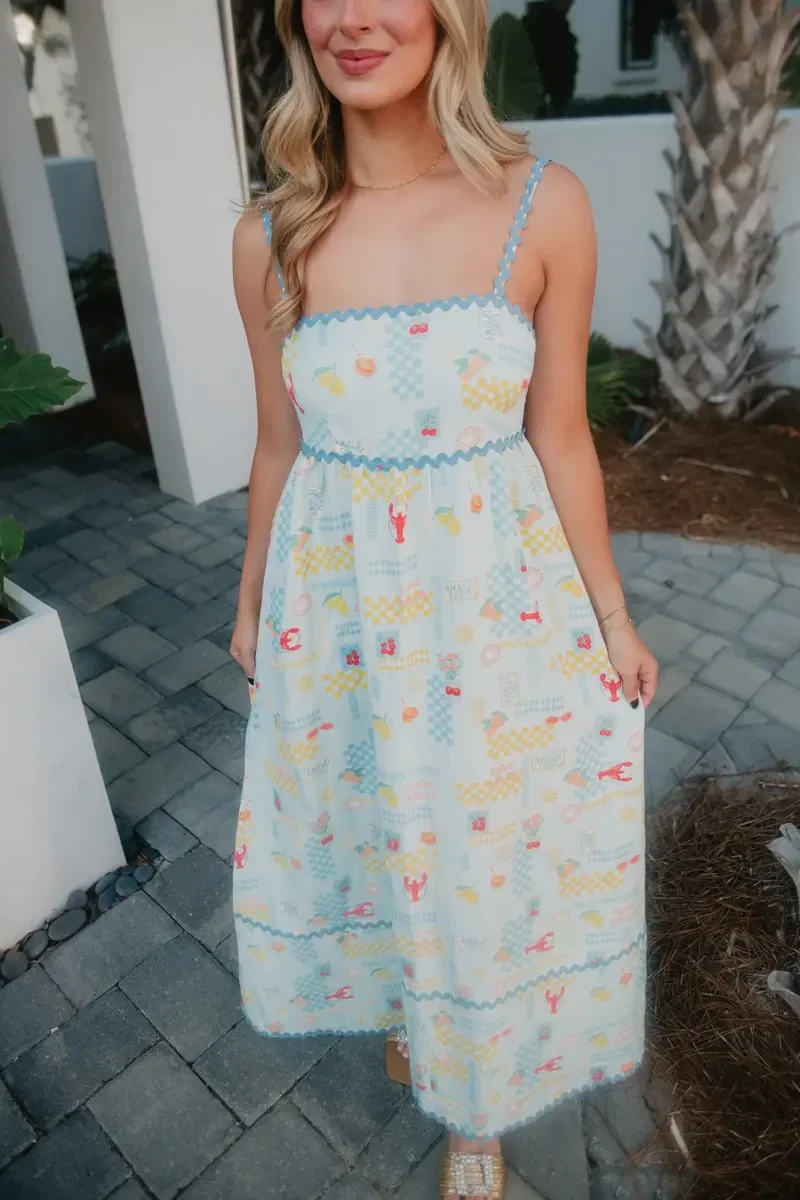 Italian Summer (Light Blue) Linen Maxi Dress - Image 6