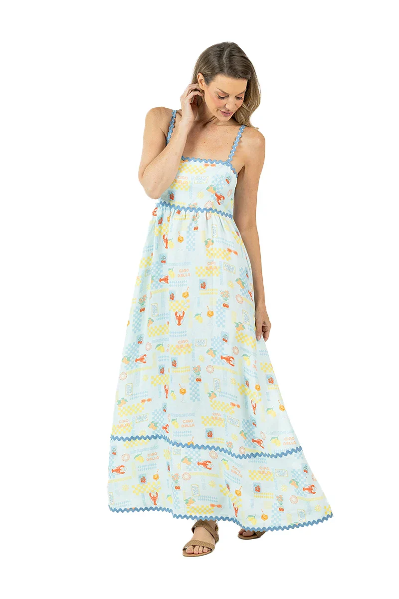 Italian Summer (Light Blue) Linen Maxi Dress - Image 7
