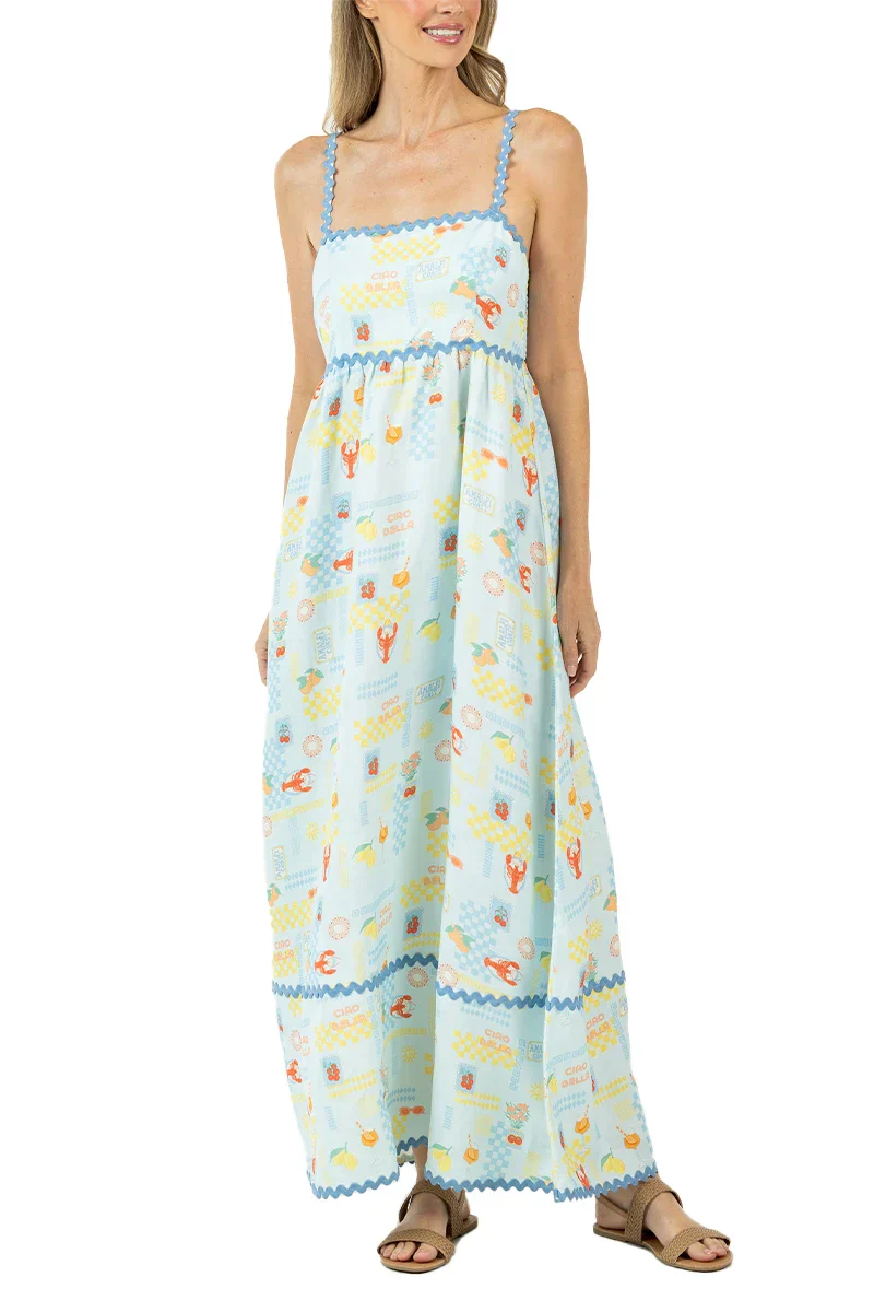 Italian Summer (Light Blue) Linen Maxi Dress - Image 8