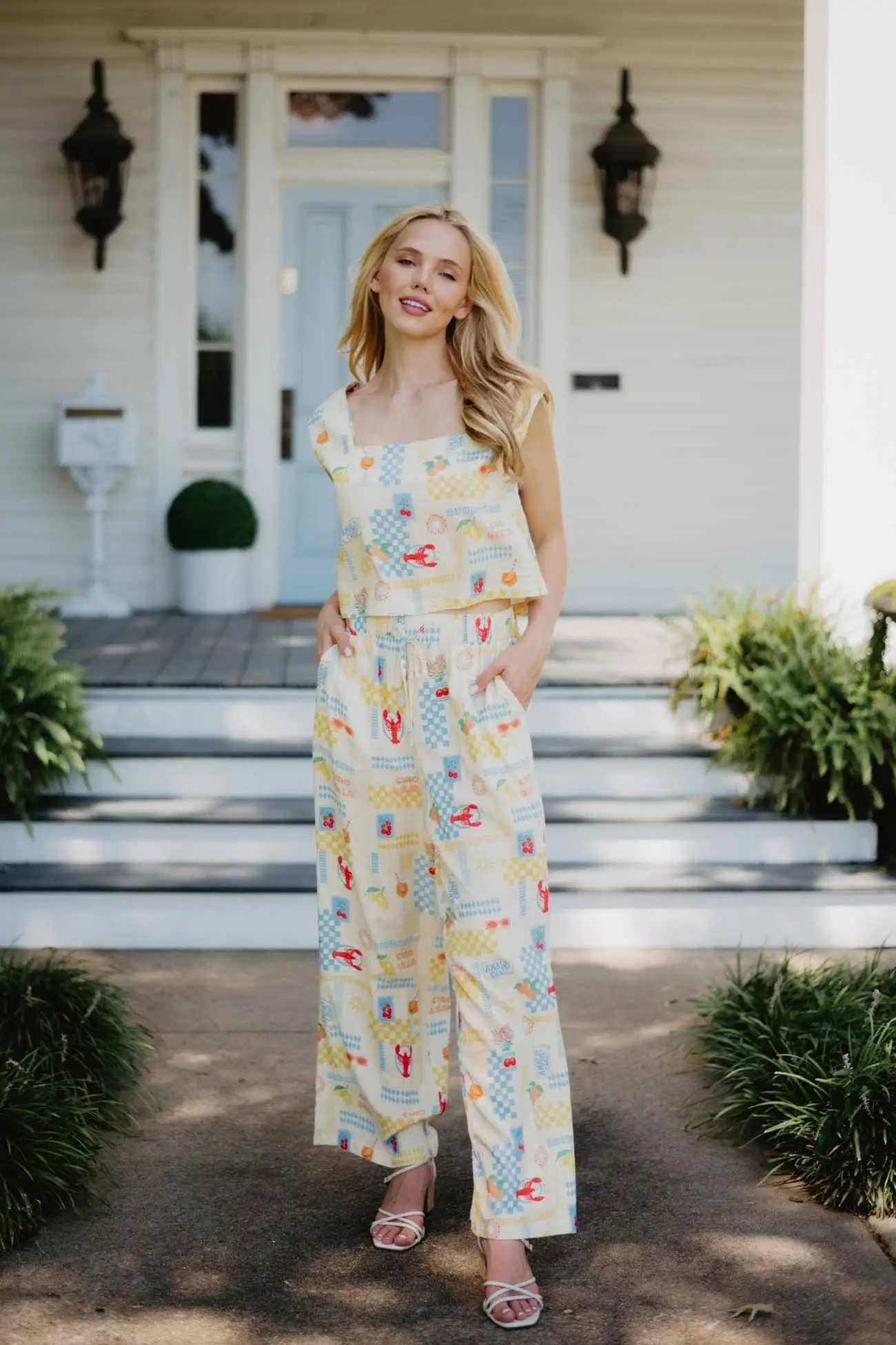 Italian Summer Linen Two-Piece Pant Set (Yellow) - Image 5