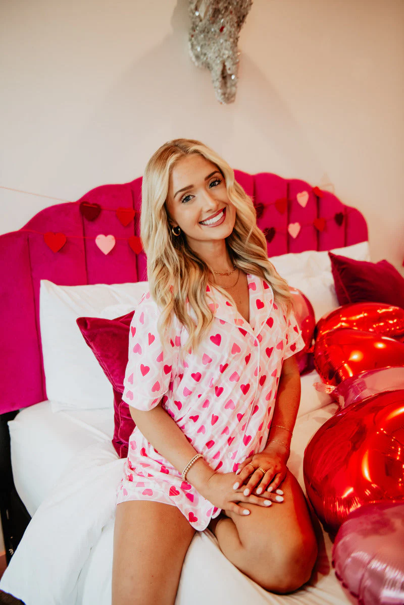 Light and Hot Pink Hearts Design Pajama Set - Image 4